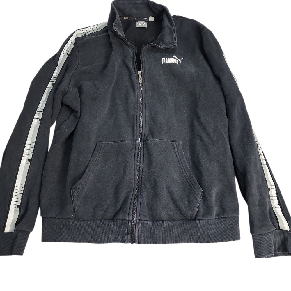 Puma Track Jacket Women XL Black Athletic Streetwear Activewear Streetwear logo